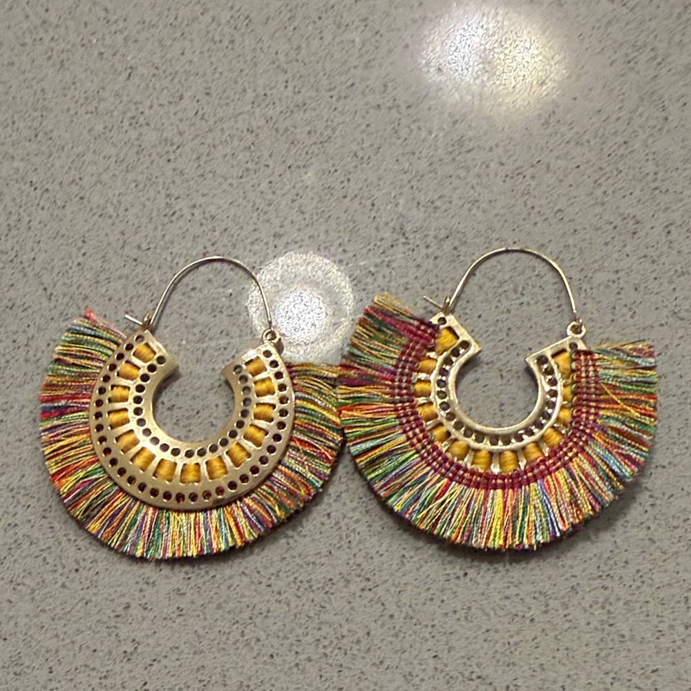 Colorful Fringe Hoop Earrings